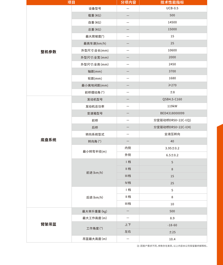 UCB-0.5臂架式升降平台车参数